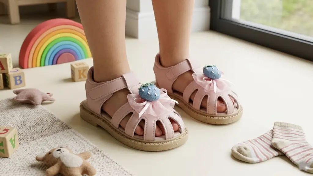 Fancy Kids Party Wear Sandals Pink Color