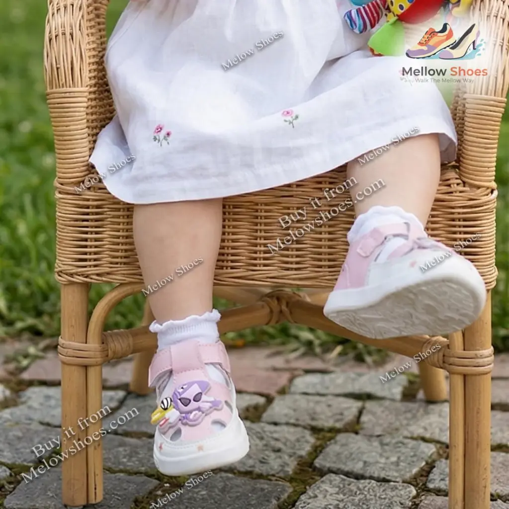 Detailed view of Anti-Slip Sole and Star Design on Girls Sandals.webp