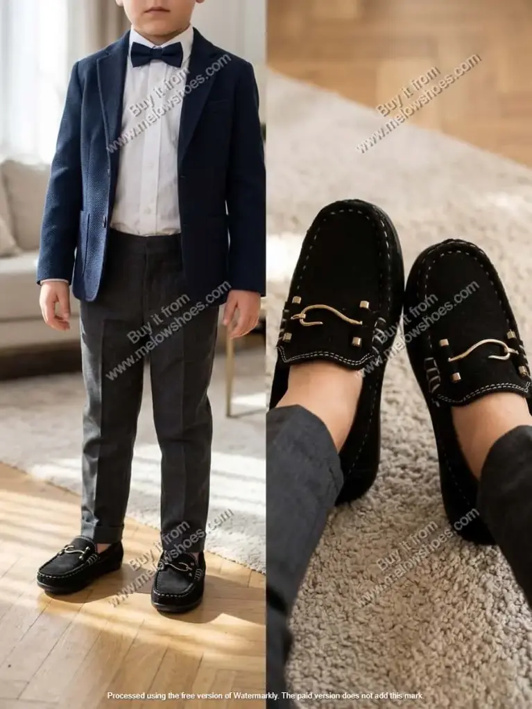 Premium Boys Black Moccasin Loafers - 1005