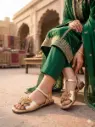 Golden Zari Blossom Bridal Festive Flat 4031
