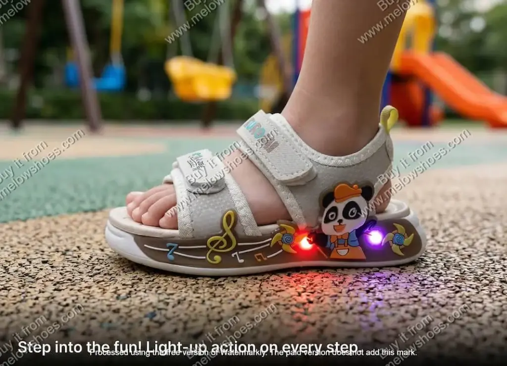 Light Up Panda Soft Sole Boys Sandals Off-White - 1521