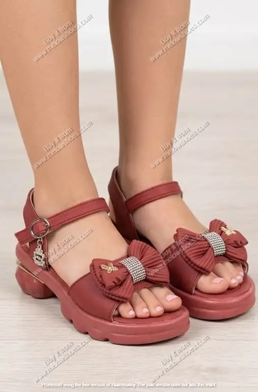 Kids Festive Ribbon Bow Sandal Red 7507
