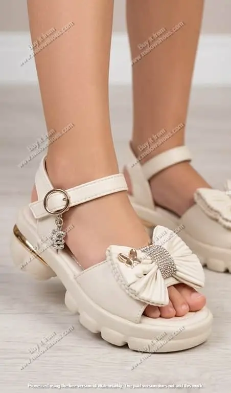 Girls Beige Elegant Party Sandals | Mellow Shoes 7508