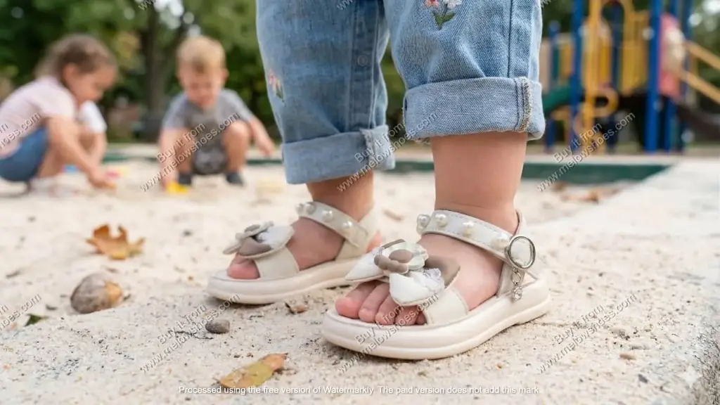 Elegant Pearl & Lace Toddler Sandal Beige 6010