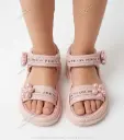 Chunky Pearl Flower Kids Sandal Pink 1529