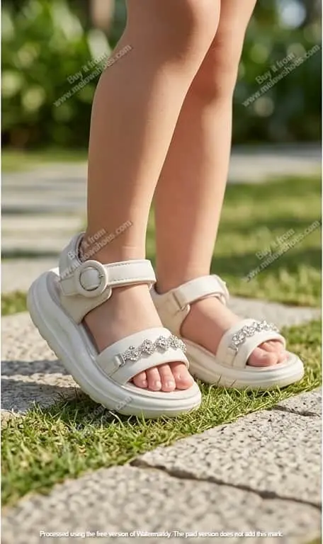 Crystal Chain Kids Sandal Beige 1531