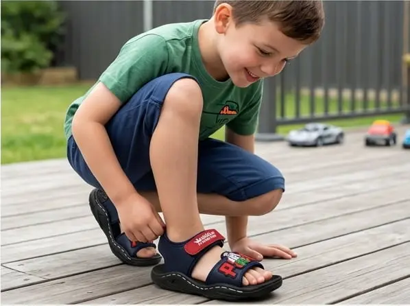 Boys Active Sporty Sandal Black Red 2505