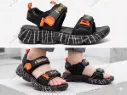 Black Sporty Active Kids Sandal 7512
