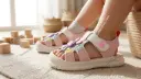 Light Up Soft Sole Girls Sandals Pink White - 6022
