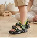 Sporty Neon Green Boys Sandals Black Sole - 1535