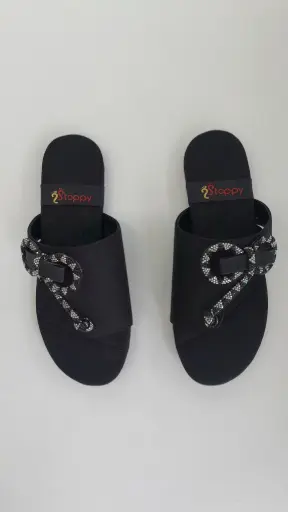 92 Black Flat Barmi Fancy Chappal
