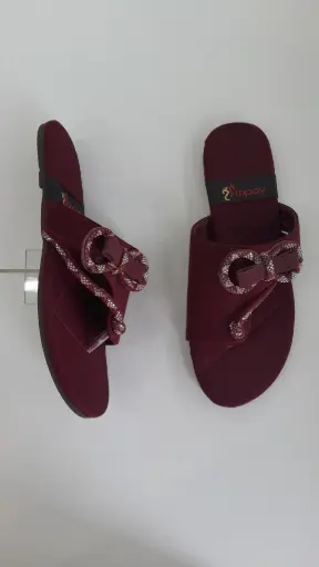 93 Maroon Flat Barmi Fancy Chappal