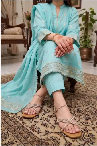 Rhinestone Crisscross Fancy Flat Sandals 4033