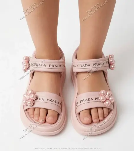 Chunky Pearl Flower Kids Sandal Pink 1529
