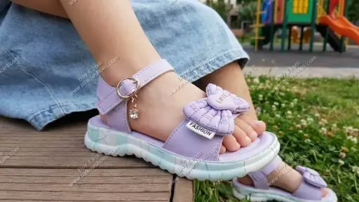Quilted Heart Bow Kids Sandal Lilac 7510