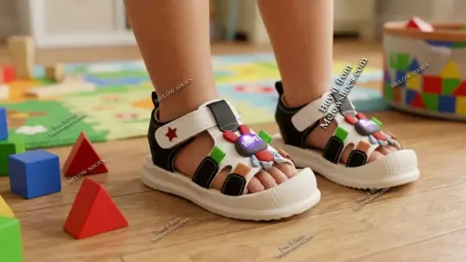 Light Up Soft Sole Boys Sandals Black White - 6023 